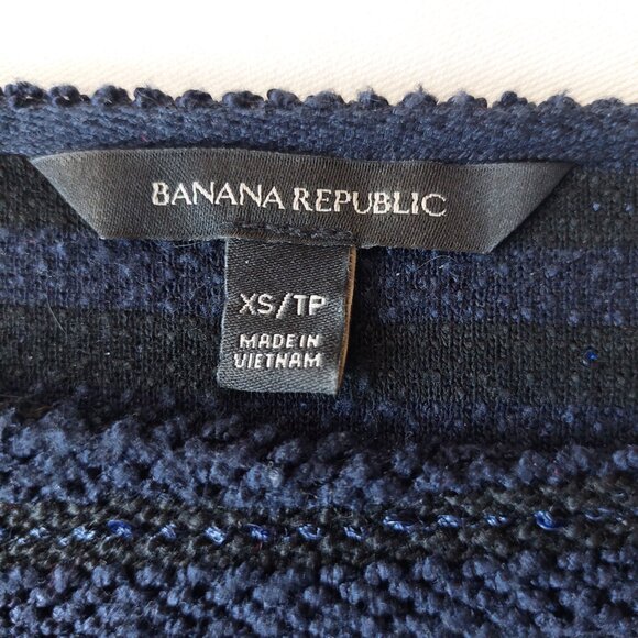 Banana Republic Sweater Women's XS Blue Shimmer Sparkle Pullover Tight Knit - Picture 3 of 6